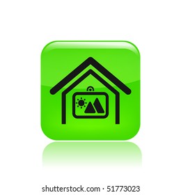 Vector illustration of modern single icon depicting a painting in a house