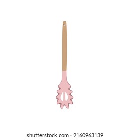 ilustración vectorial, espátula moderna con puntas rosadas, estilo de diseño de dibujos animados planos.