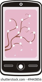  Vector - Illustration of a modern smart phone for mobile communication with white screen for text insertion
