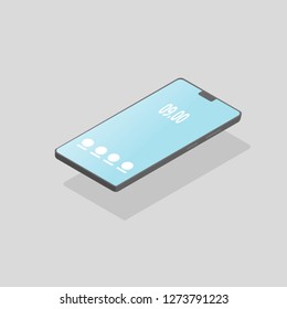 Vector illustration, modern smartphone with bezel less and modern design. Can be used for web, presentation, mockup apps, ads, etc.