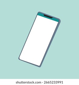 Ilustración vectorial de smartphone moderno con pantalla blanca en blanco sobre fondo pastel. Perfecto para maquetas, diseño de App móviles y conceptos de tecnología