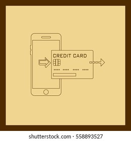vector illustration of modern smartphone with processing of mobile payments from credit card on the screen