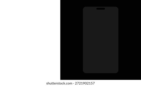 Vector illustration of a modern smartphone tempered glass screen protector template, featuring minimalist black and white versions suitable for dark mode mockups.