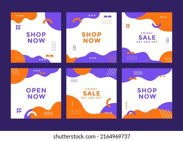 Vector illustration of a modern Social Media Banner Template graphic. In purple and orange colors, great for a social media promotion template.