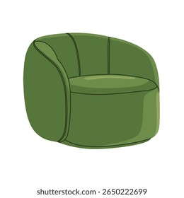 Vector illustration of a modern sofa armchair with wooden legs. Minimalist furniture design perfect for interior decor, home layout, catalogs, or design presentations.