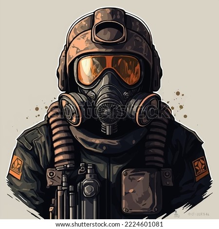 Vector illustration of modern soldier, comics art