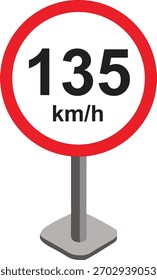 Ilustración vectorial de una señal de tráfico de límite de velocidad moderna que muestre km-h. Señal de tráfico circular con borde rojo y texto negro sobre fondo blanco, ideal para proyectos de transporte, carreteras y seguridad.