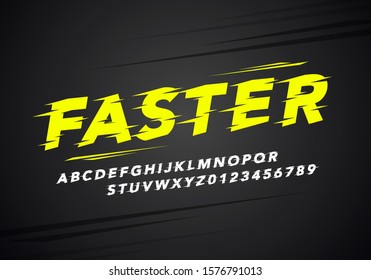 vector illustration modern sport alphabet and number font. Typography for racing and running