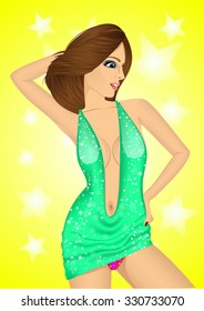 vector illustration of modern style dancer posing on disco party