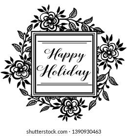 Vector illustration modern style flower frame for invitation happy holiday