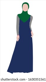 vector illustration of a modern style hijab Muslim woman, white background.