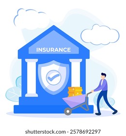 Vector illustration of modern style, money protection concept, treasure, financial savings insurance, safe business economy for business people.