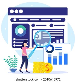 Vector illustration of modern style trending business growth concept graph. Investment and economic analysis.