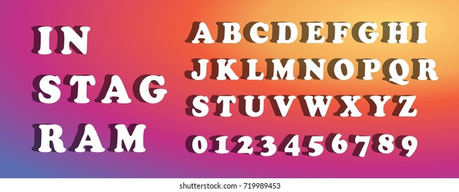 Vector illustration of modern stylized colorful font and alphabet. Isometric 3d font, three-dimensional alphabet letters