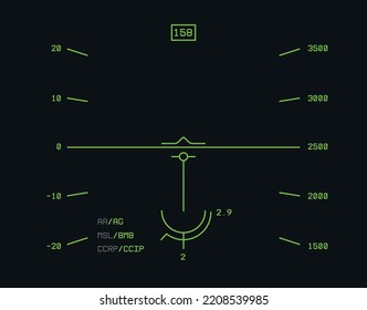 Ilustración vectorial de la moderna interfaz supersónica de pilotos de caza en un fondo aislado. Un activo para un juego sobre aviones.