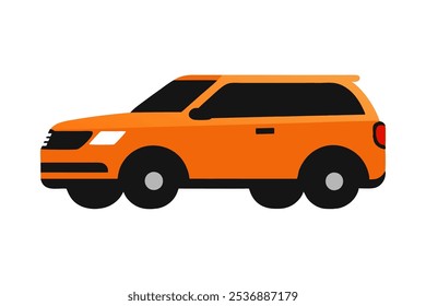 Vector illustration of modern SUV car in cartoon flat style. Simple picture of land vehicle transportation. Familiy car front and side view. Modern technology automobile. Colorful exterior body car
