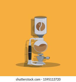 Vector Illustration of a modern syphon coffee making.  with reflections of light and shadow. The newest and modern automatic coffee machine
