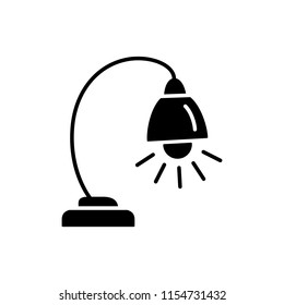 Vector illustration of modern table lamp. Flat icon of desk study light fixture. Home & office lighting. Isolated object on white background.
