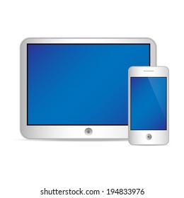 vector illustration of modern tablet and phone together on white background