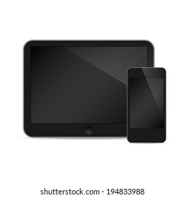 vector illustration of modern tablet and phone together on white background