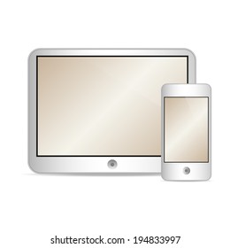 vector illustration of modern tablet and phone together on white background