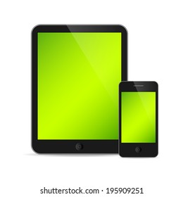 vector illustration of modern tablet and phone together on white background