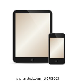 vector illustration of modern tablet and phone together on white background