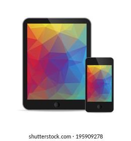 vector illustration of modern tablet and phone together on white background