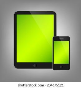 vector illustration of modern tablet and phone together

