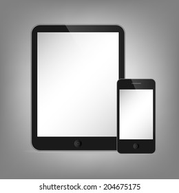 vector illustration of modern tablet and phone together