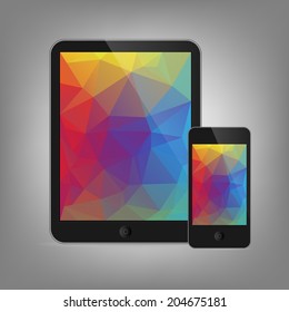 vector illustration of modern tablet and phone together