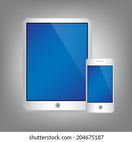 vector illustration of modern tablet and phone together