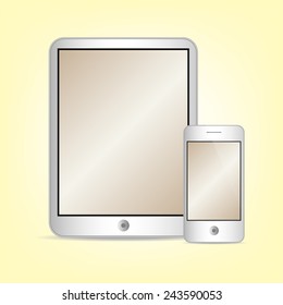 vector illustration of modern tablet and phone together on white background