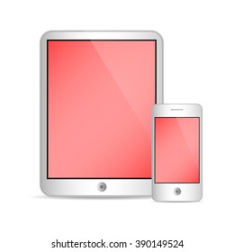 vector illustration of modern tablet and phone together on white background