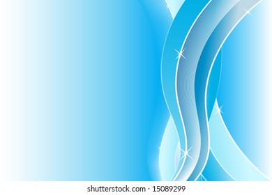 Vector illustration of a modern template background with flowing lined art and glowing shiny wavy stripes.