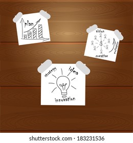 Vector illustration modern template design  business strategy on wooden table