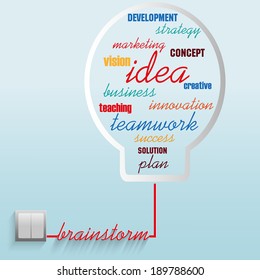 Vector illustration modern template design creative light bulb with creative design concept of word cloud