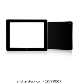 vector illustration of modern thin tablet in two forms on a white background