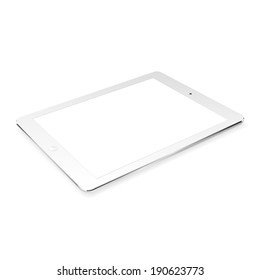 vector illustration of modern thin white plate on a white background