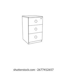 Vector Illustration of a Modern Three-Drawer Nightstand