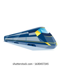 Vector Illustration. Modern Train Aerodynamic Shape. Mail Train, Delivery By Rail.