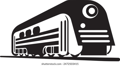 Vector illustration of modern train isolated on white background. Monochrome style.