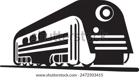 Vector illustration of modern train isolated on white background. Monochrome style.