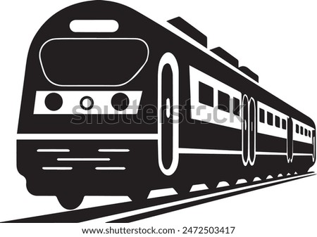 Vector illustration of modern train isolated on white background. Monochrome style.