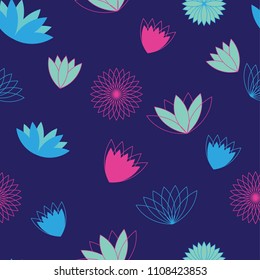 vector illustration modern trendy awesome adorable cute pattern of lotus flowers