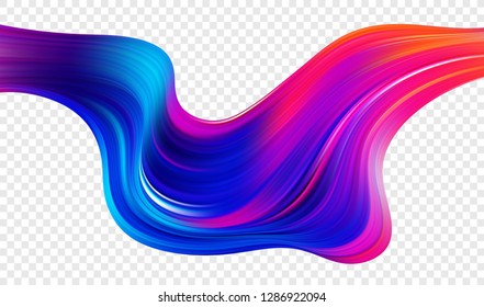 Vector illustration: Modern twisted colorful flow liquid shape. Acrylic paint sroke. Trendy art design