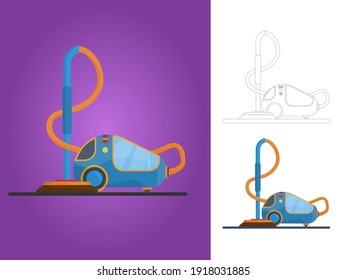 Vector illustration of a modern vacuum cleaner. Flat design icon with a long shadow, eps10.