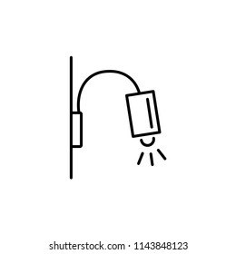 Vector illustration of modern wall lamp. Line icon of rectangular downlight sconce. Home & office lighting. Isolated object on white background.