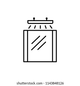 Vector illustration of modern wall lamp. Line icon of mirror lighting. Isolated object on white background.
