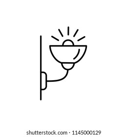 Vector illustration of modern wall lamp. Line icon of uplight sconce. Home & office lighting. Isolated object on white background.